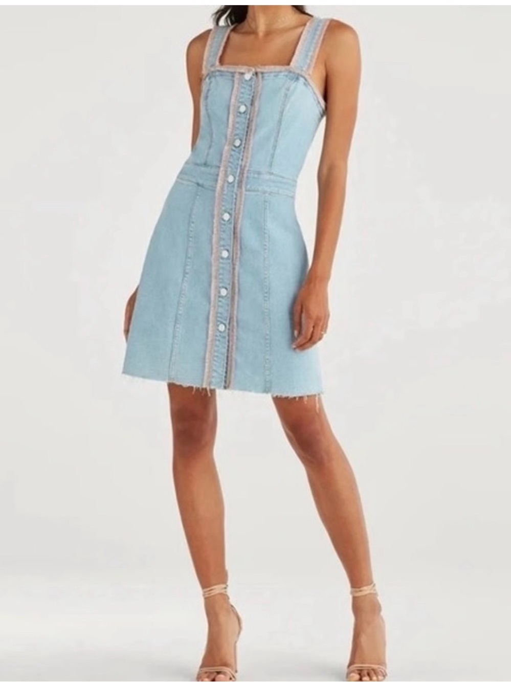 7 for all mankind denim pink fringe dress size M like new